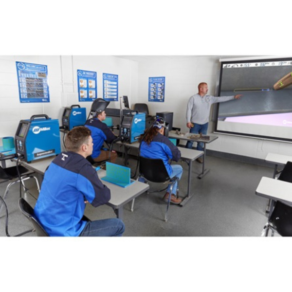 Students in Miller simulation welding training classroom