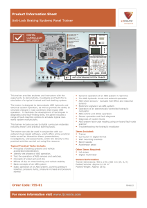 Anti-Lock Braking Systems Panel Trainer Data Sheet