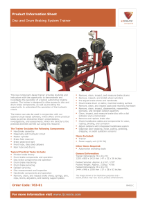 Data Sheet for Disc and Drum Braking System Trainer