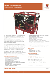 Data Sheet for the Air-Conditioning System Trainer (766-01)